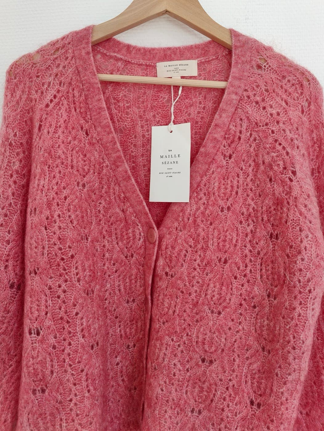 Cardigan en mohair ajouré rose Sézane – Taille M — photo 2