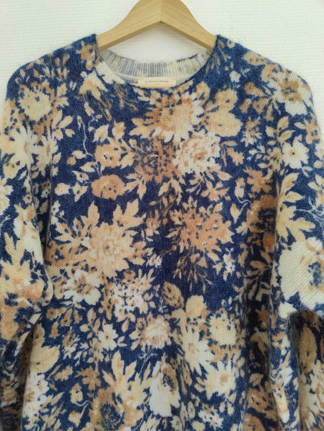 Pull en mohair fleuri marine Sézane – Taille XXXL — photo 2