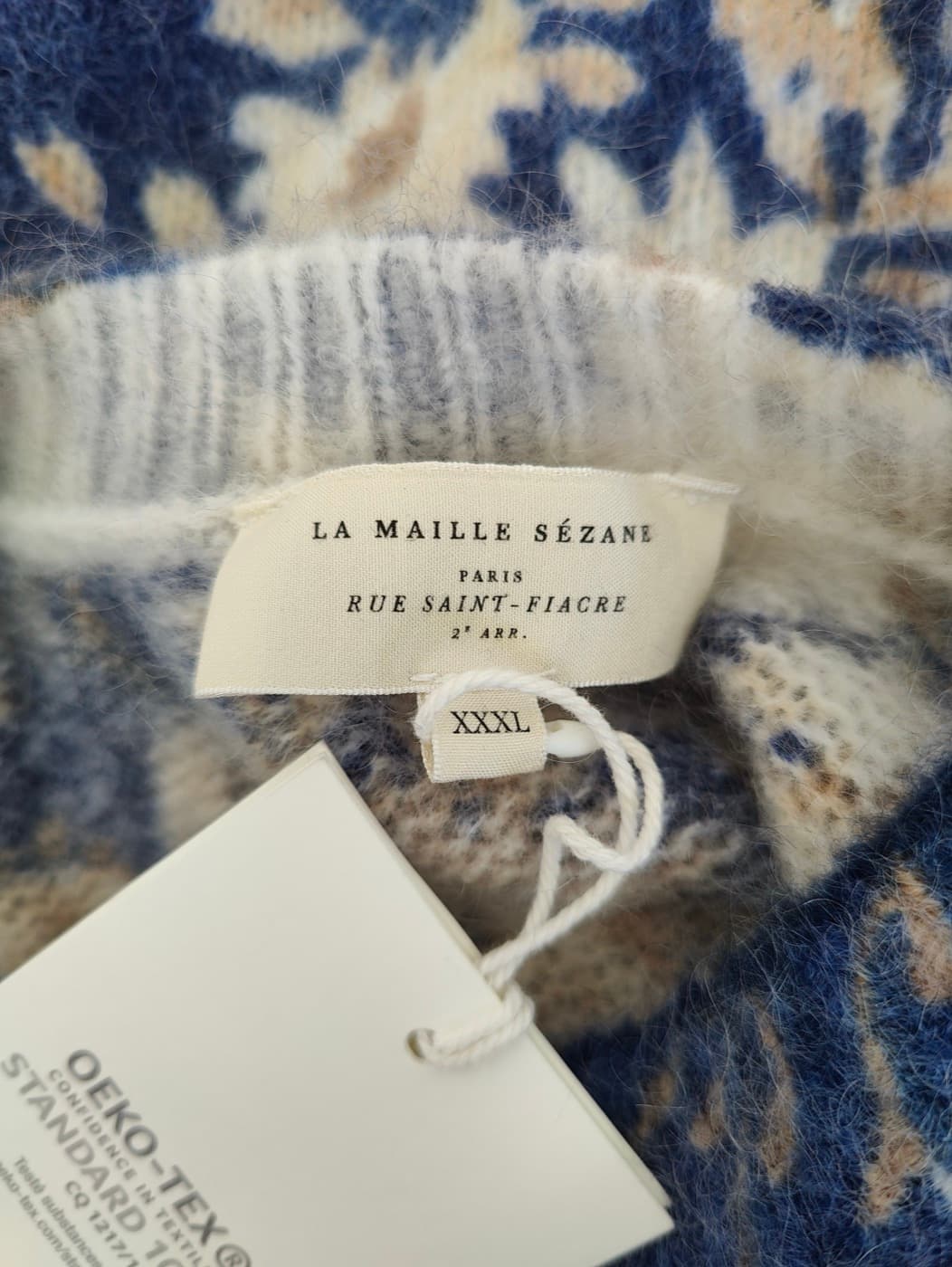 Pull en mohair fleuri marine Sézane – Taille XXXL — photo 5