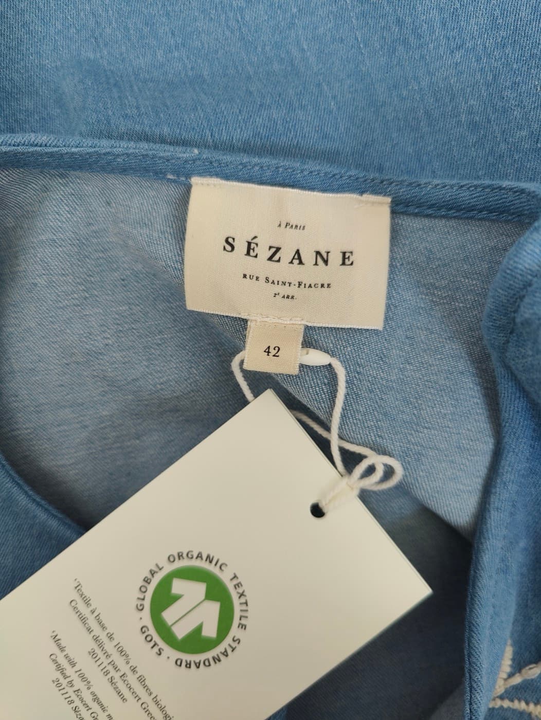 Blouse en chambray brodée Sézane – Taille 42 — photo 4