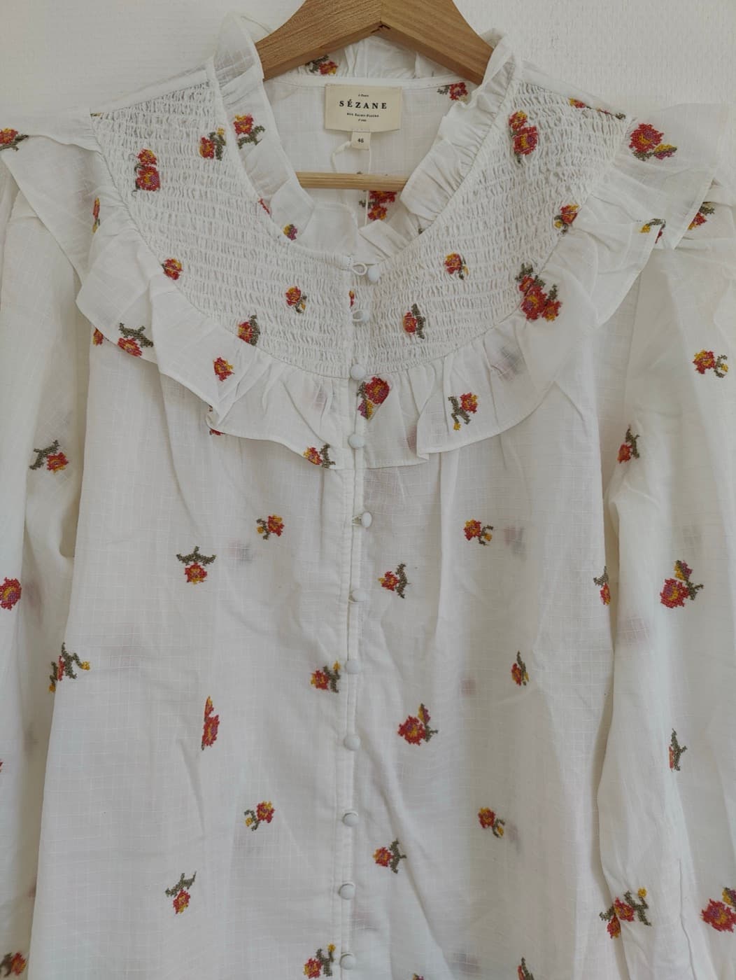 Chemise fleurie à col claudine Sézane – Taille 46 — photo 2