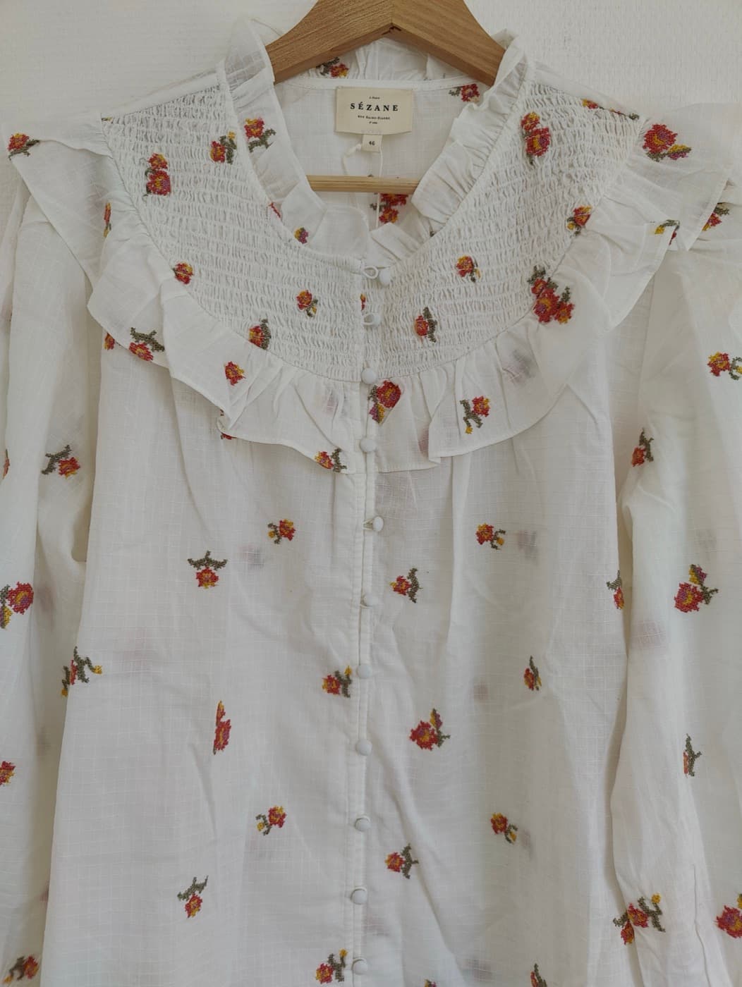 Chemise fleurie à col claudine Sézane – Taille 46 — photo 3