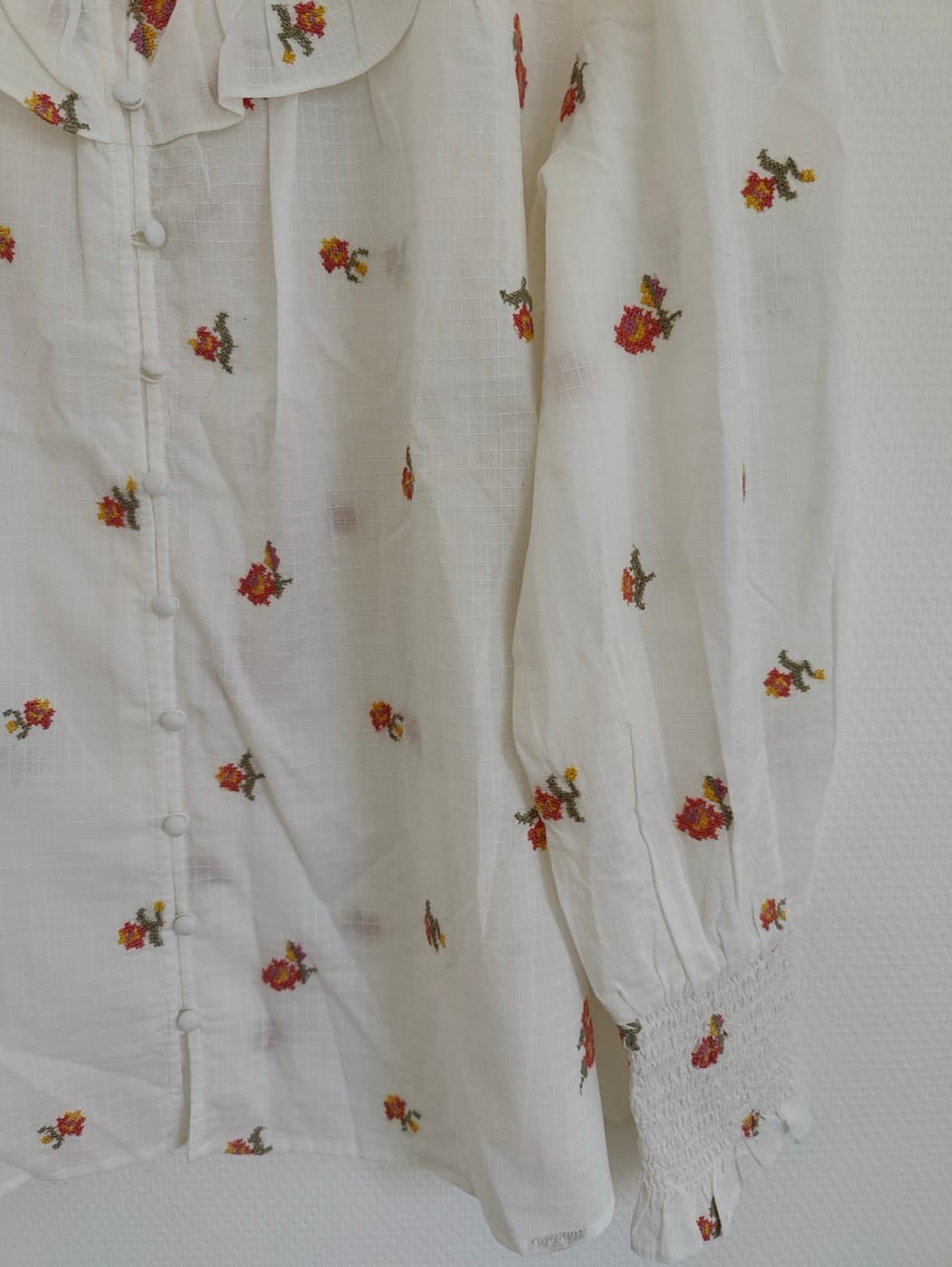Chemise fleurie à col claudine Sézane – Taille 46 — photo 4