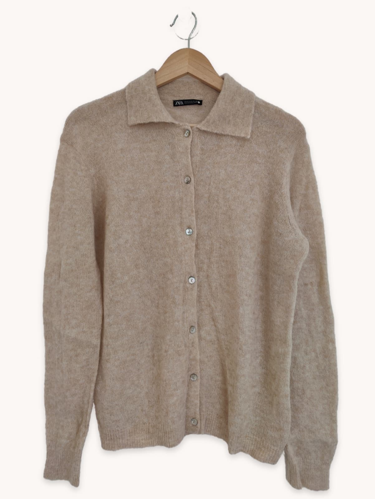 Cardigan boutonné beige en maille douce Zara – Taille S — photo 1