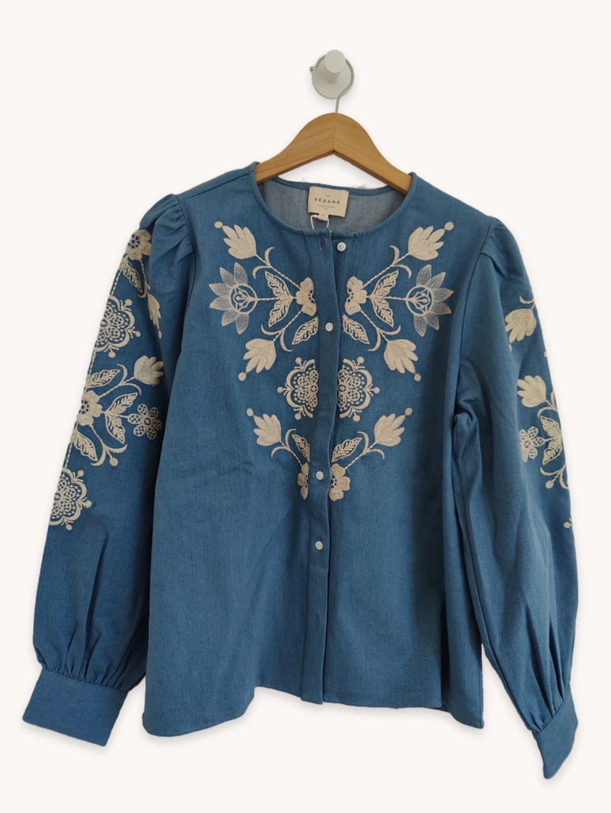 Blouse en chambray brodée Sézane – Taille 40 — photo 1