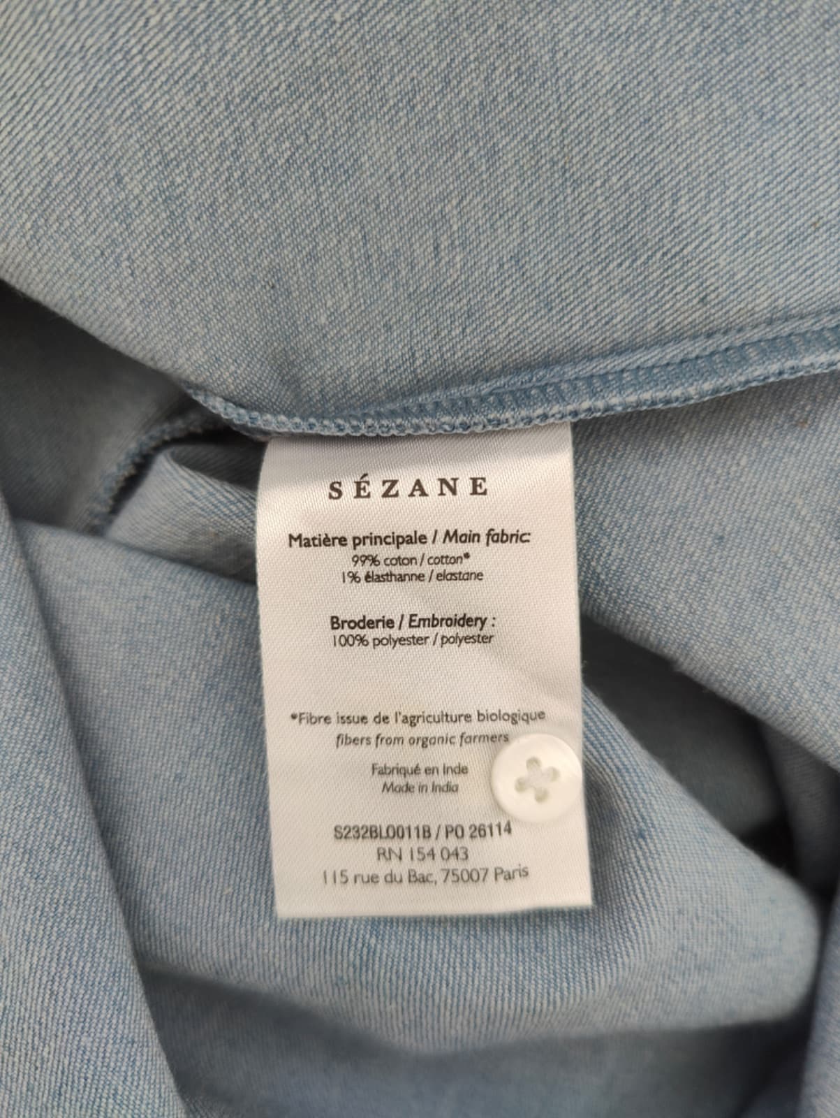 Blouse en chambray brodée Sézane – Taille 40 — photo 5