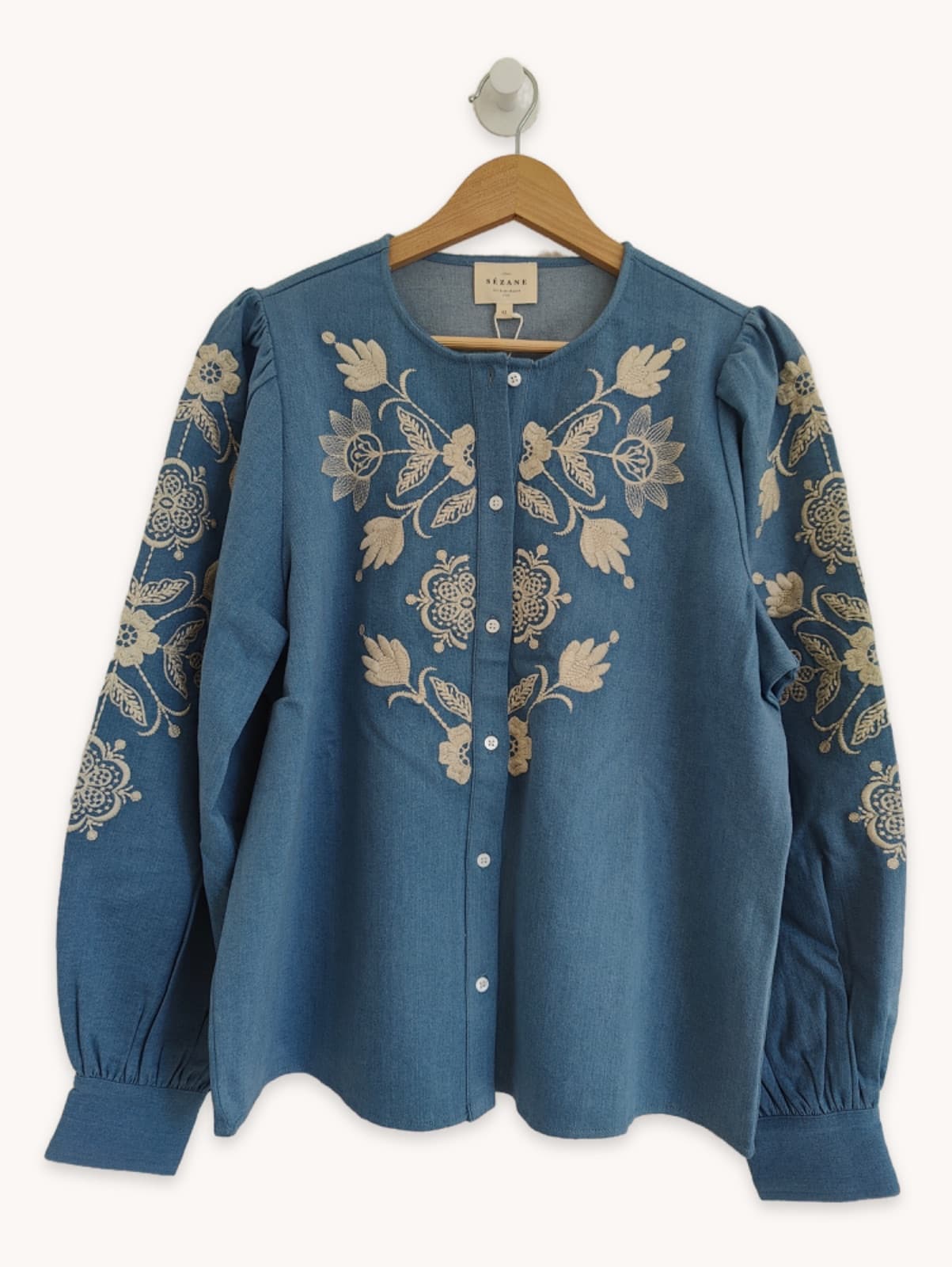 Blouse en chambray brodée Sézane – Taille 42 — photo 1