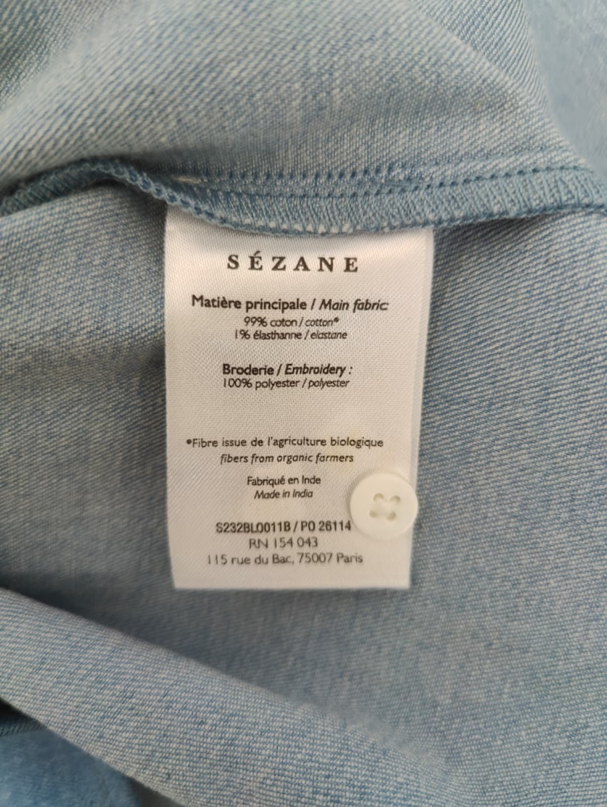 Blouse en chambray brodée Sézane – Taille 42 — photo 5