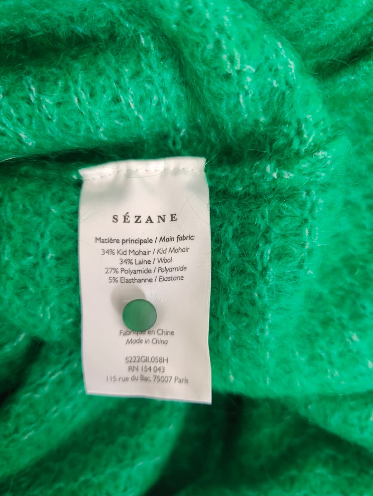 Cardigan en mohair vert émeraude Sézane – Taille XS — photo 6