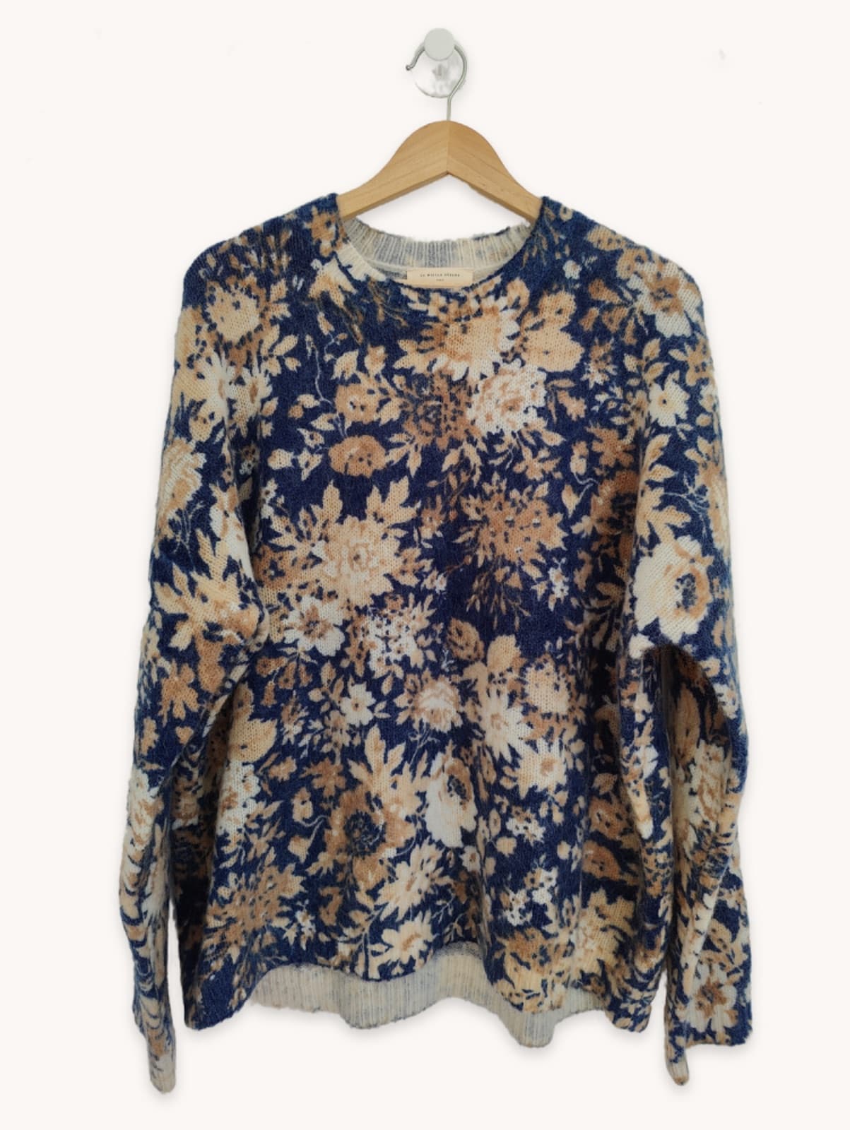Pull en mohair fleuri marine Sézane – Taille XXXL — photo 1