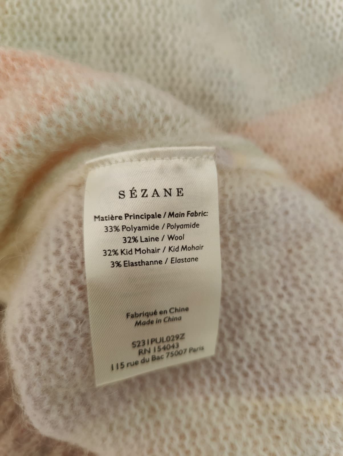 Pull en mohair imprimé abstrait pastel Sézane – Taille XL — photo 6