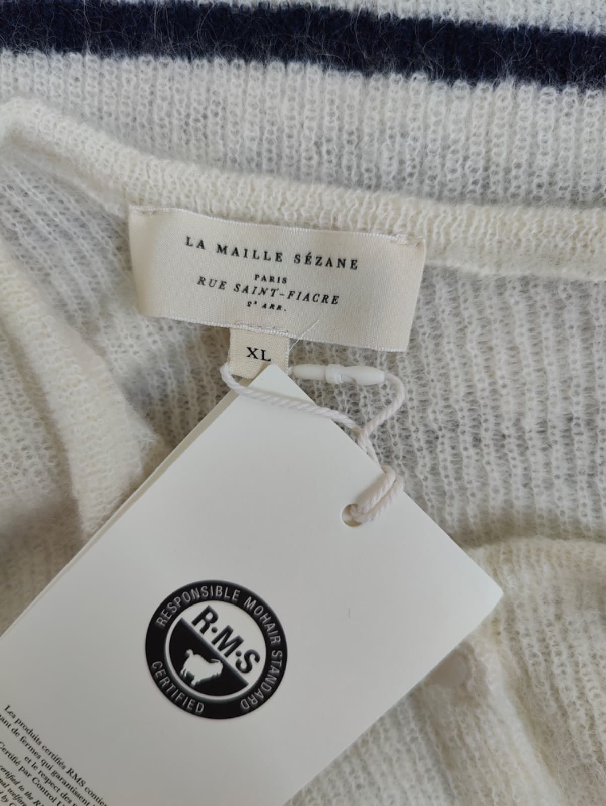 Gilet Gaspard Sézane écru rayé bleu marine – Taille XL — photo 5