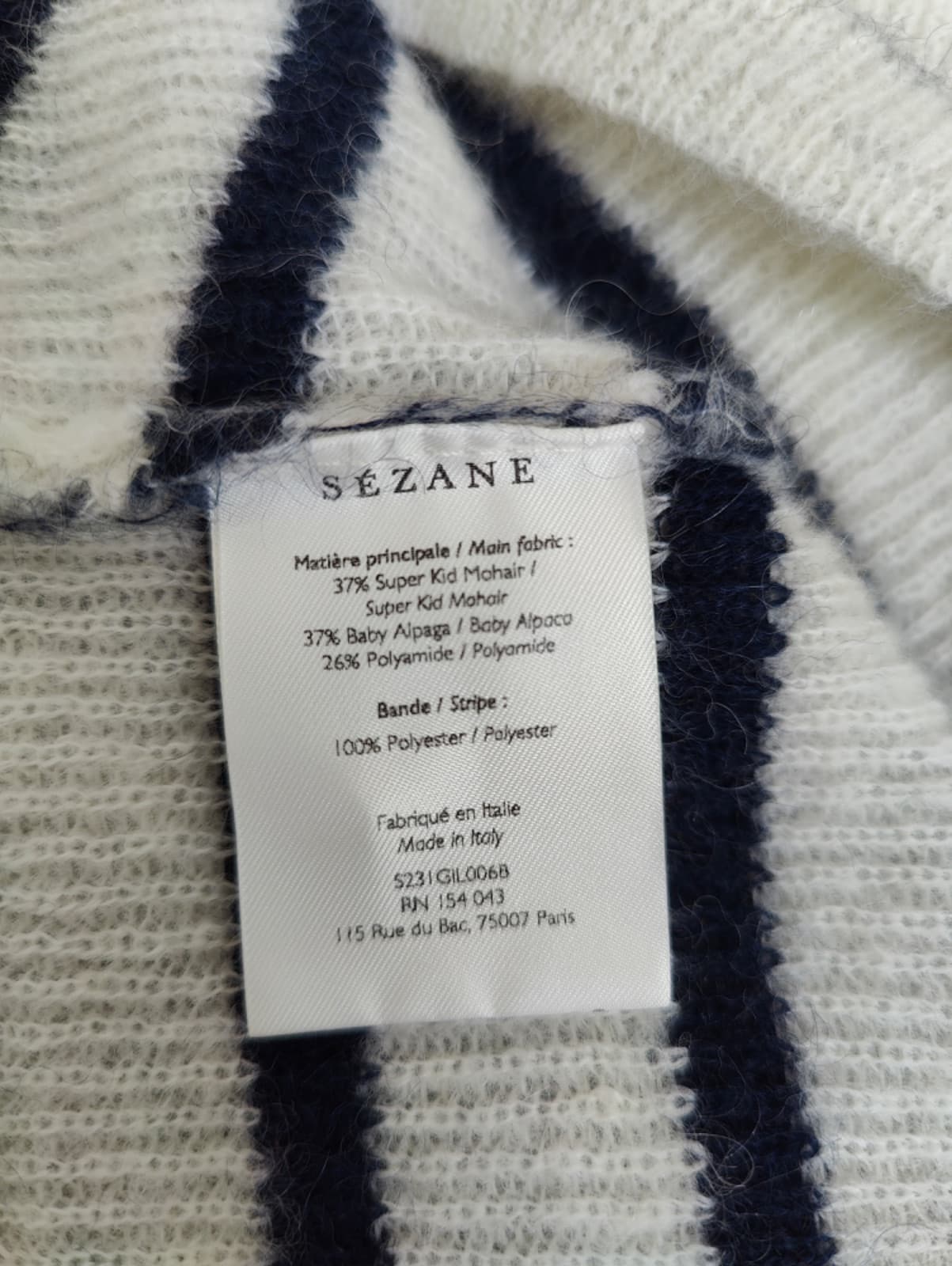Gilet Gaspard Sézane écru rayé bleu marine – Taille XL — photo 6