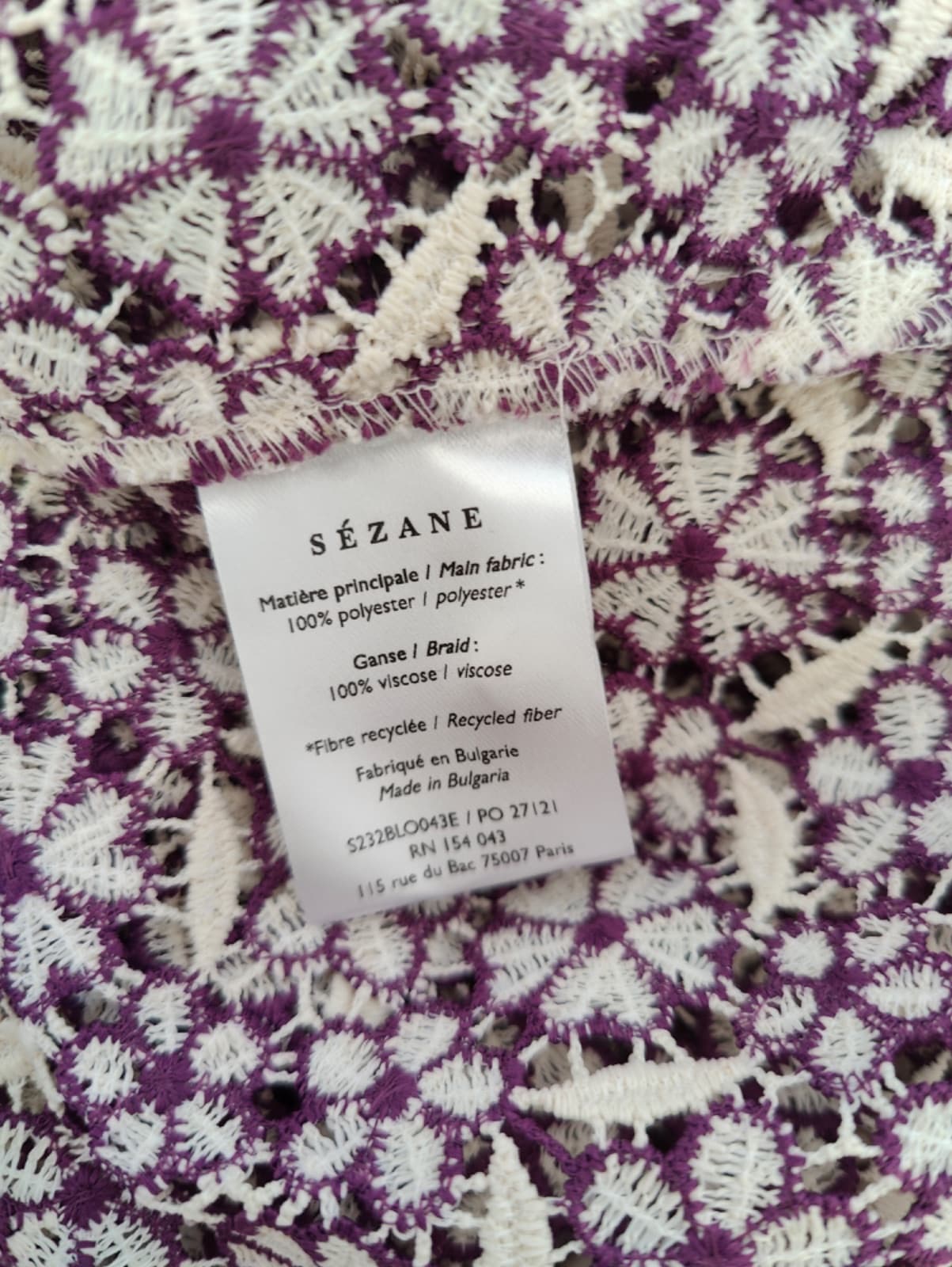 Blouse en dentelle guipure florale Sézane – Taille 42 — photo 6