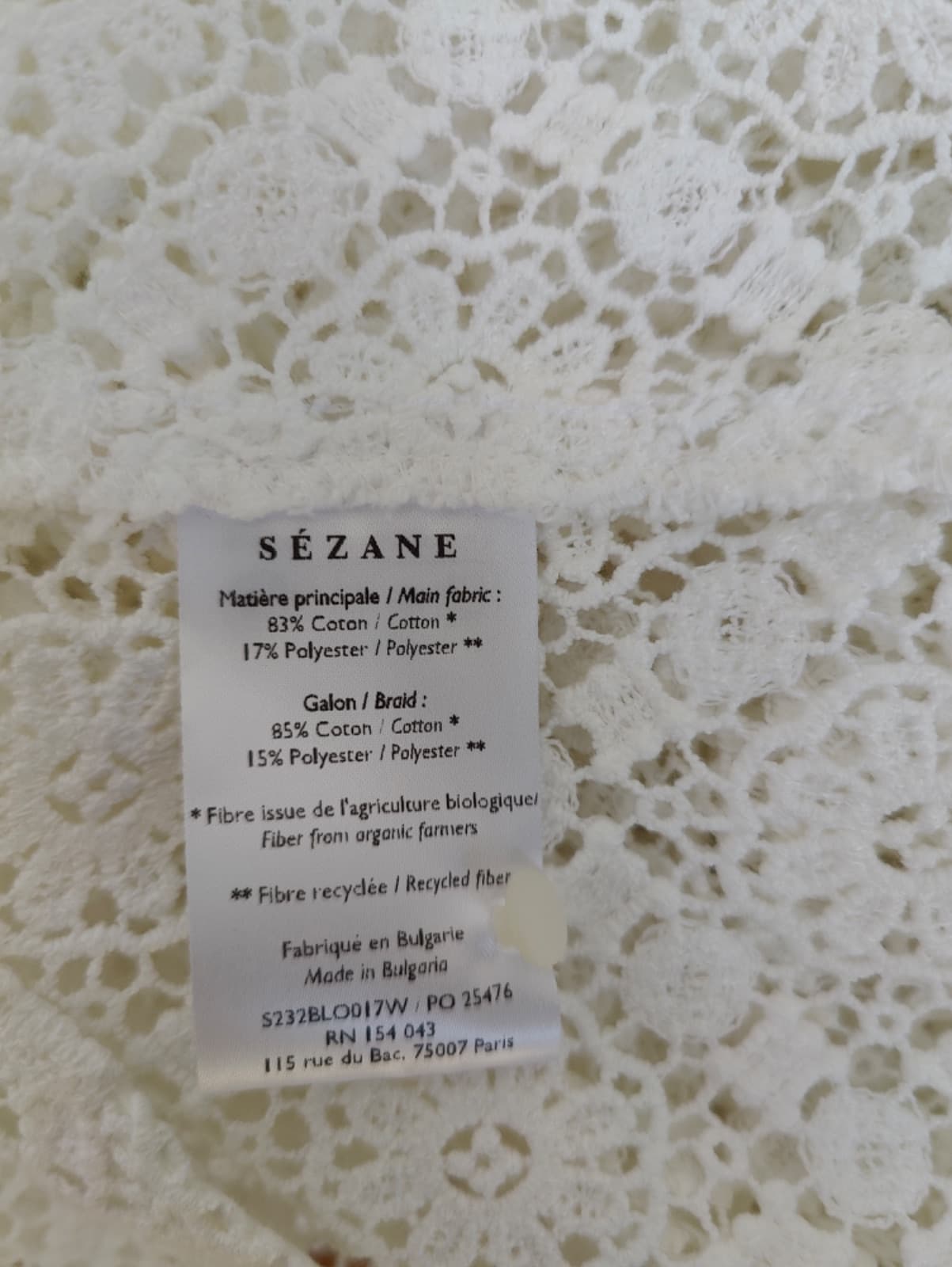 Blouse en dentelle col montant Sézane – Taille 42 — photo 6