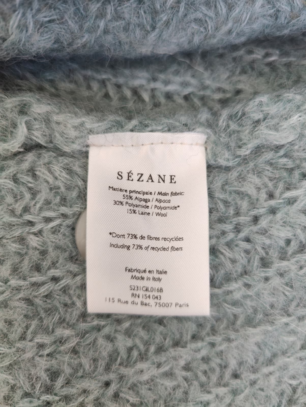 Cardigan en alpaga vert sauge Sézane – Taille XL — photo 6
