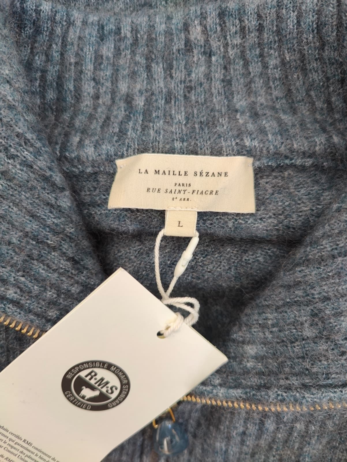 Pull col camionneur zippé en mohair Sézane – Taille L — photo 5