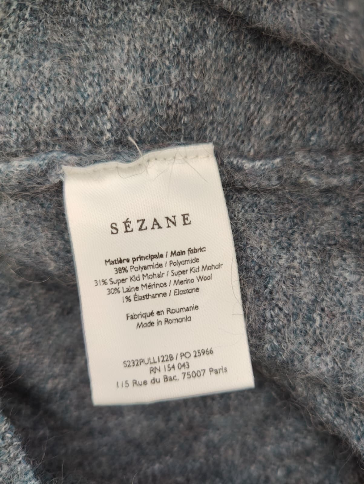 Pull col camionneur zippé en mohair Sézane – Taille L — photo 6