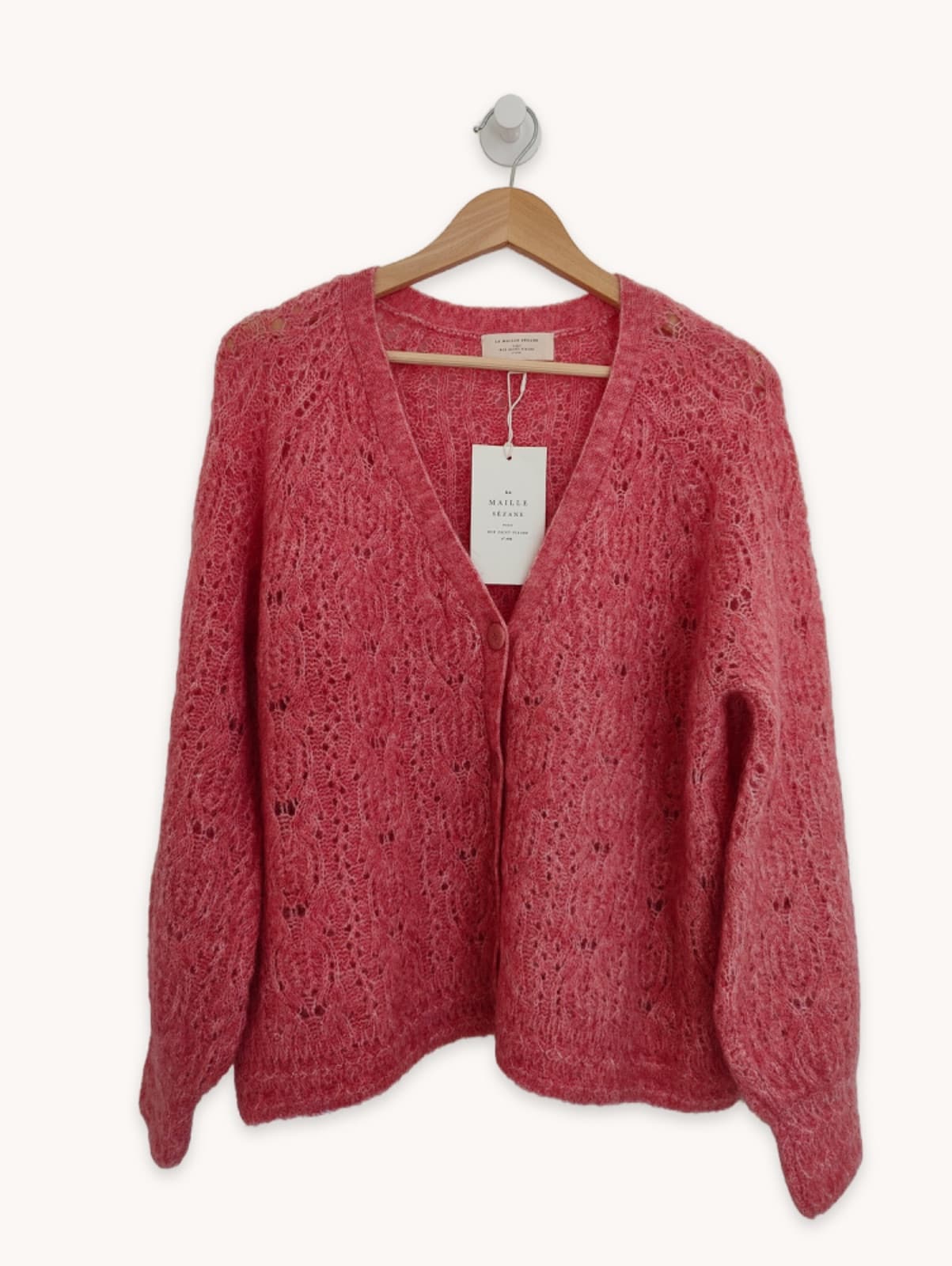 Cardigan en mohair ajouré rose Sézane – Taille M — photo 1