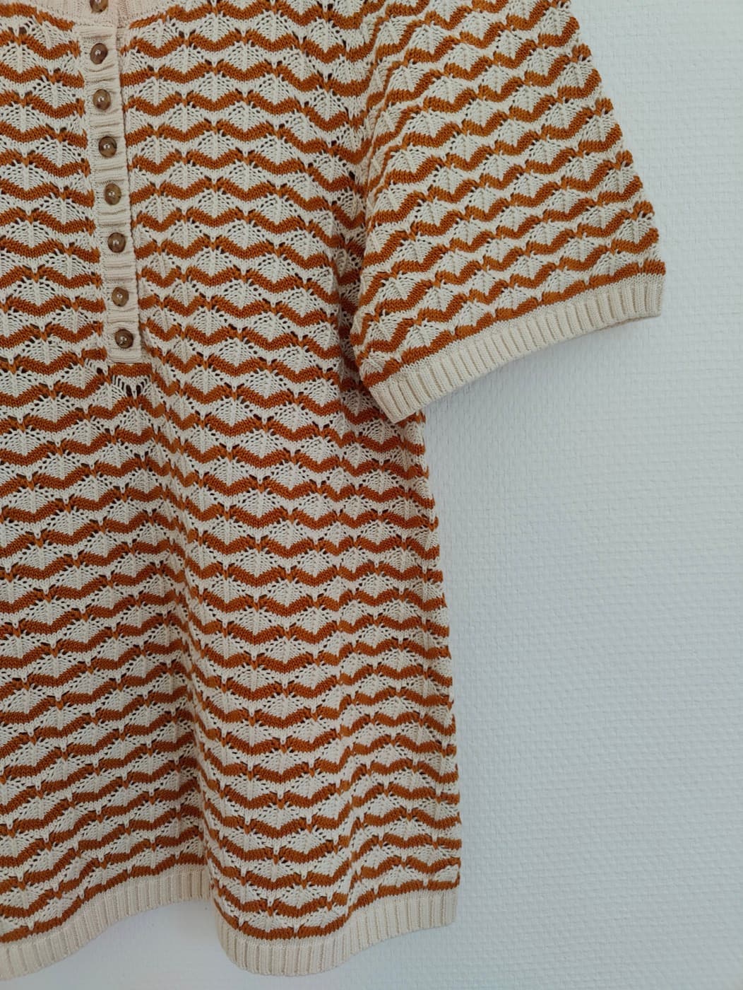 Pull en maille ajourée camel et écru Sézane – Taille M — photo 3