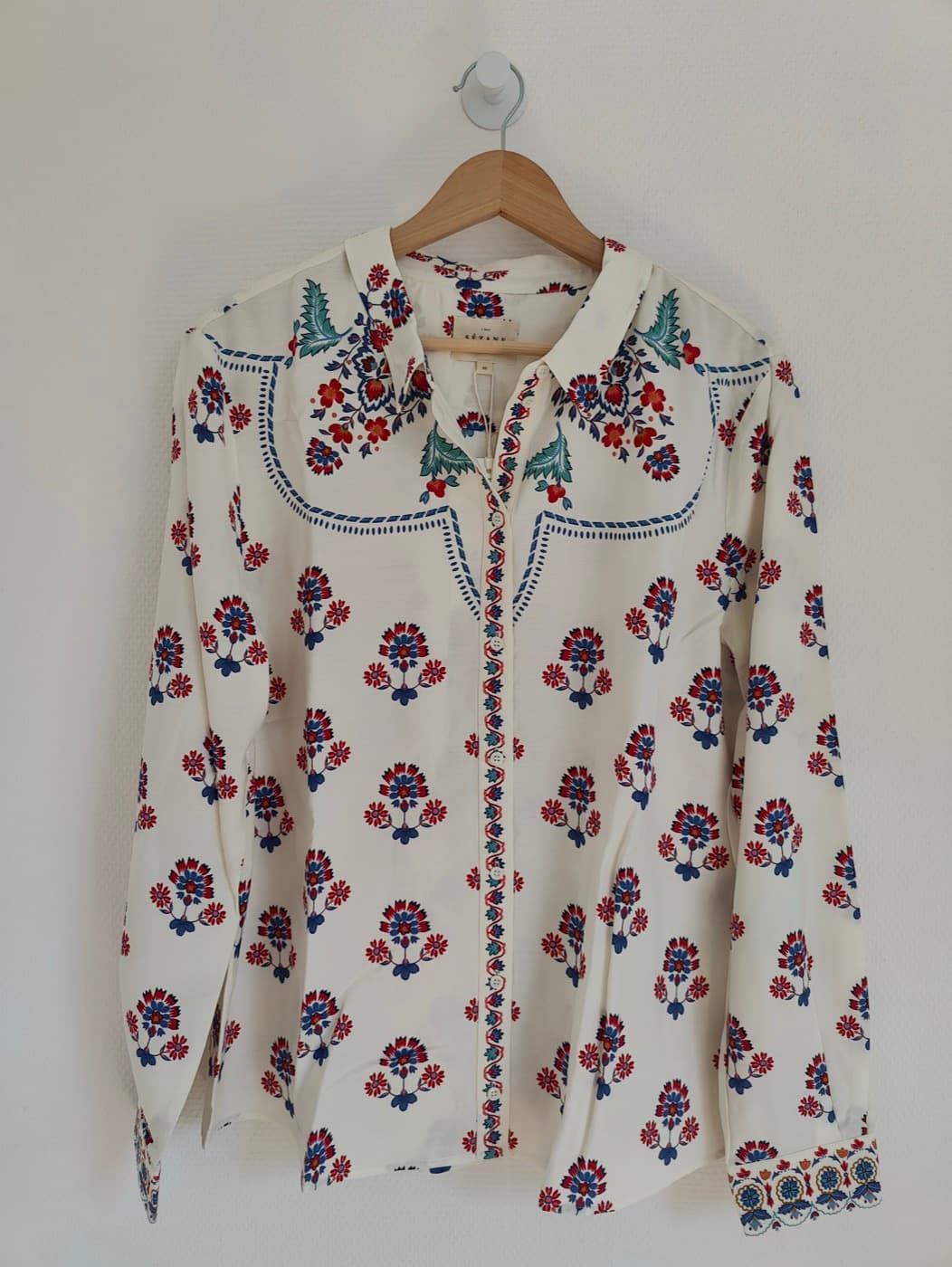 Chemise Sézane à imprimé floral rouge et bleu – Taille 46 — photo 2