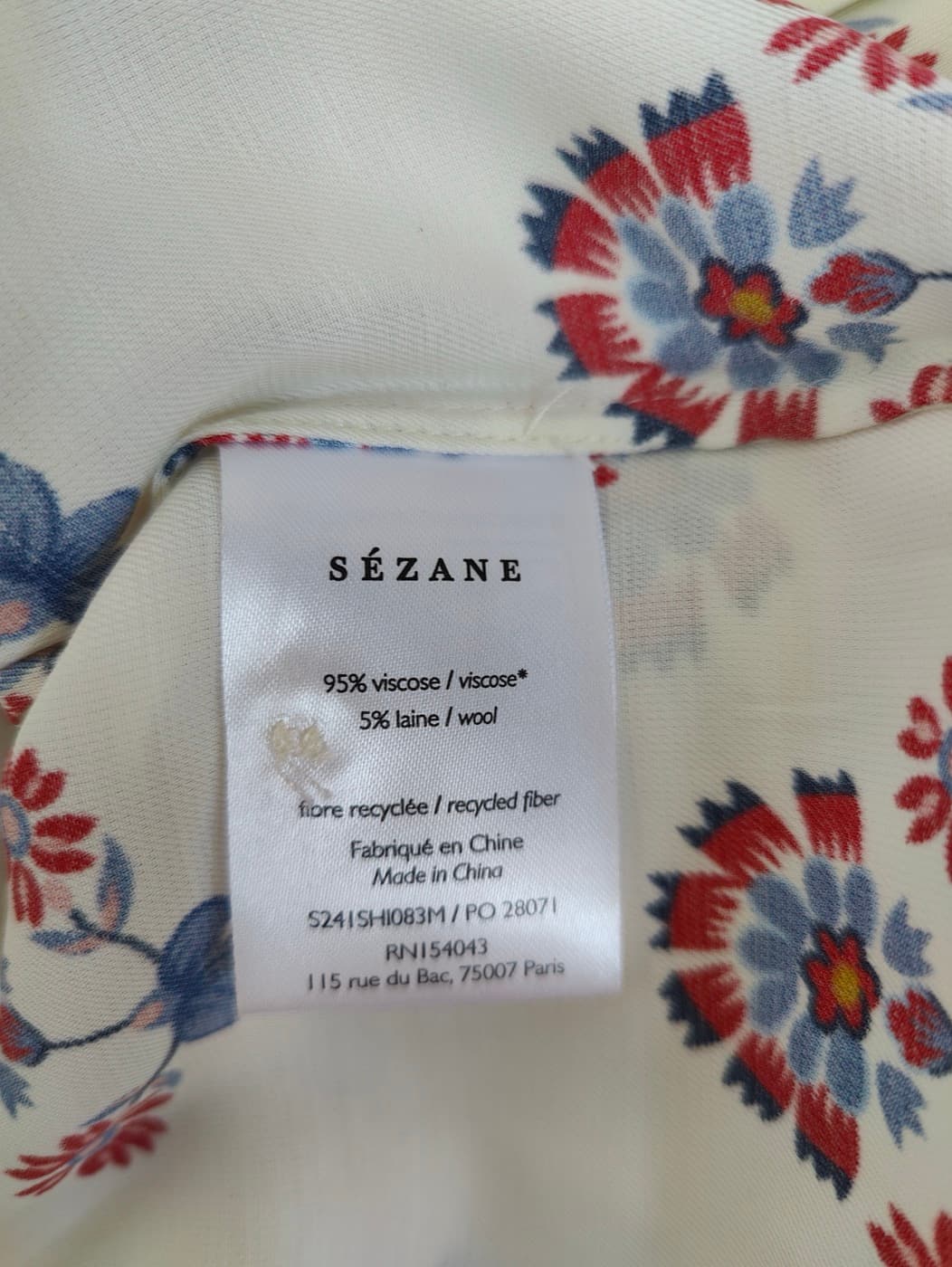 Chemise Sézane à imprimé floral rouge et bleu – Taille 46 — photo 6