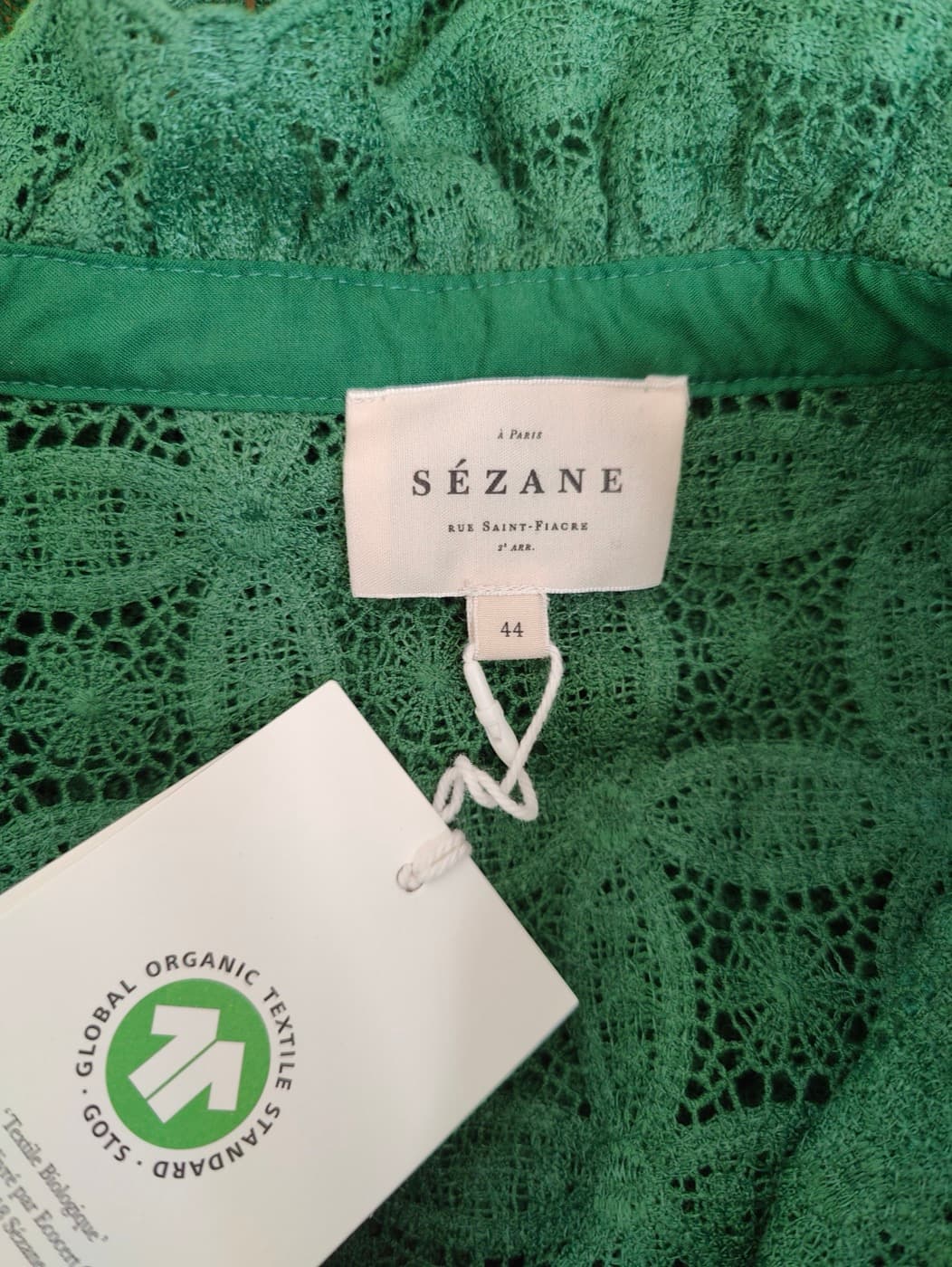 Chemise verte Sézane en dentelle ajourée – Taille 44 — photo 5