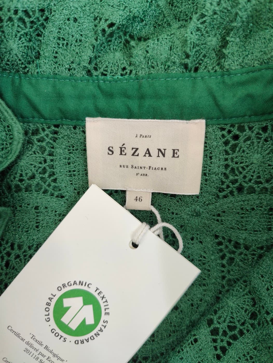 Chemise verte Sézane en dentelle ajourée – Taille 46 — photo 5