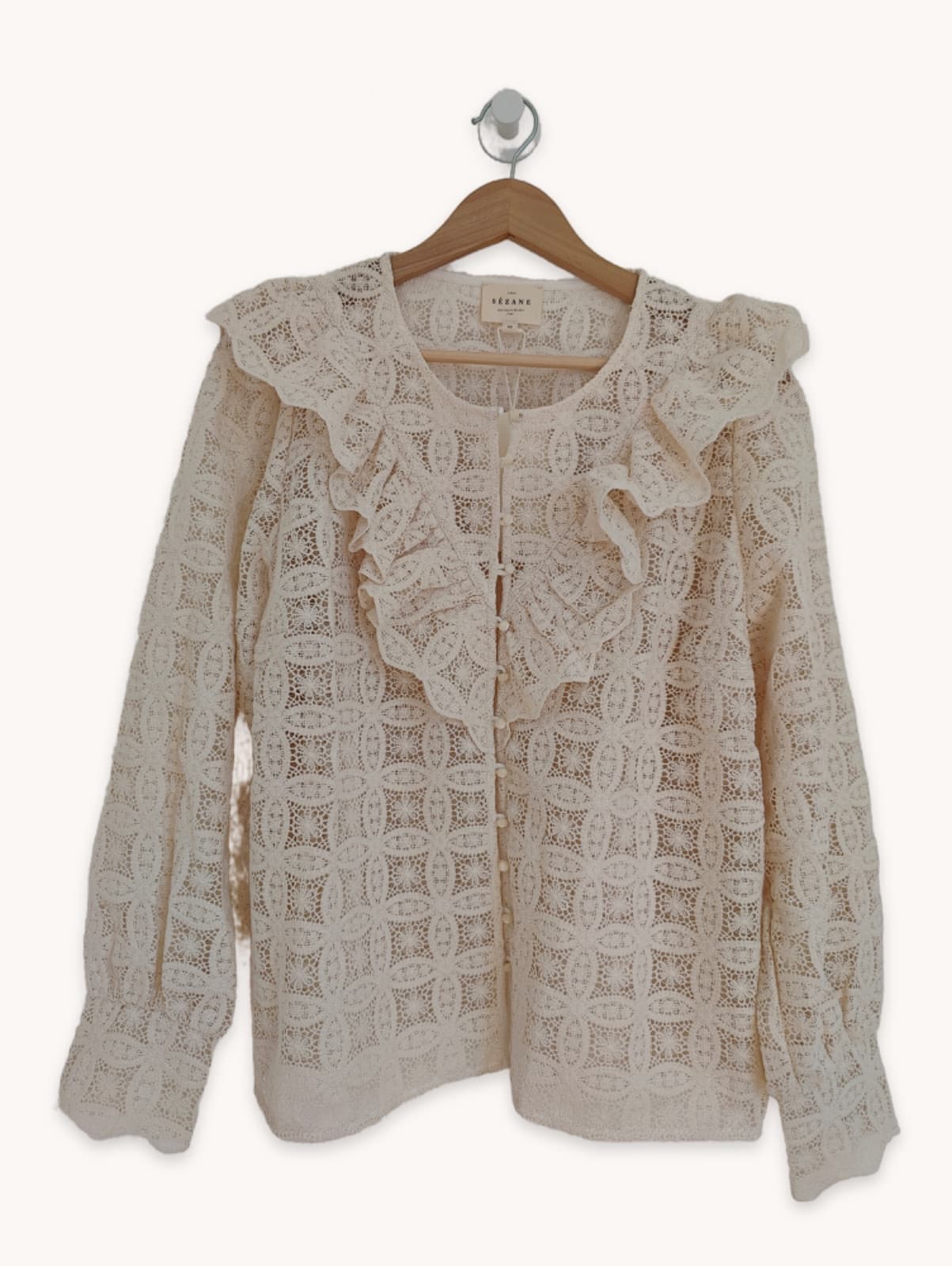 Chemise Sézane en dentelle à volants – Taille 46 — photo 1