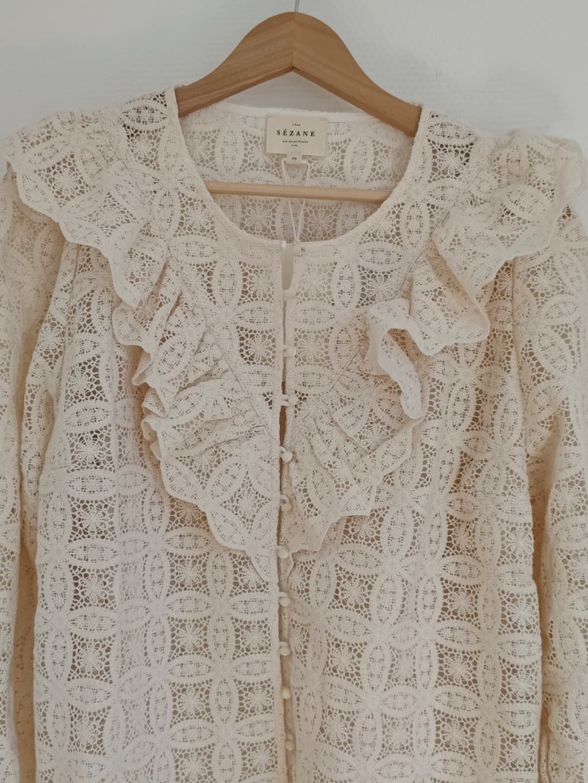 Chemise Sézane en dentelle à volants – Taille 46 — photo 2