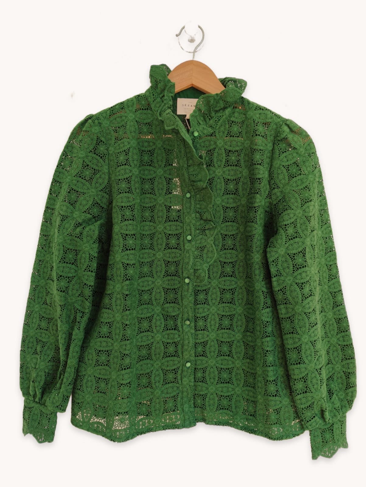 Chemise verte Sézane en dentelle ajourée – Taille 36 — photo 1