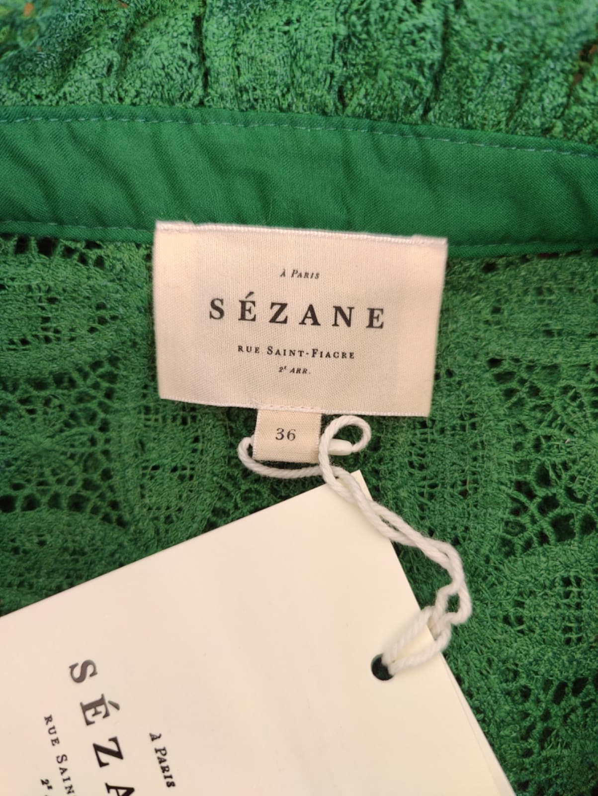 Chemise verte Sézane en dentelle ajourée – Taille 36 — photo 5