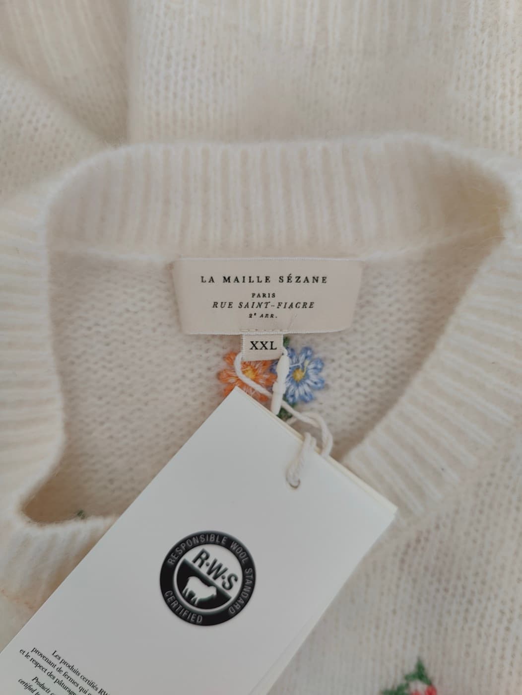 Pull Sézane en mohair à fleurs brodées – Taille XXL — photo 5