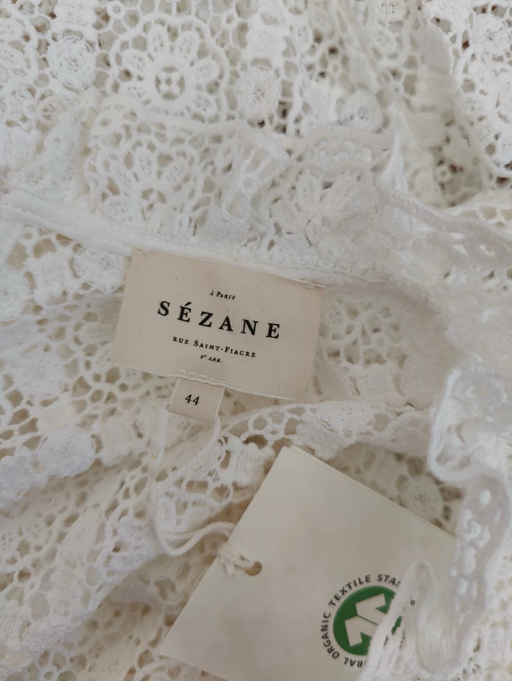 Blouse Sézane en dentelle florale ajourée – Taille 44 — photo 5