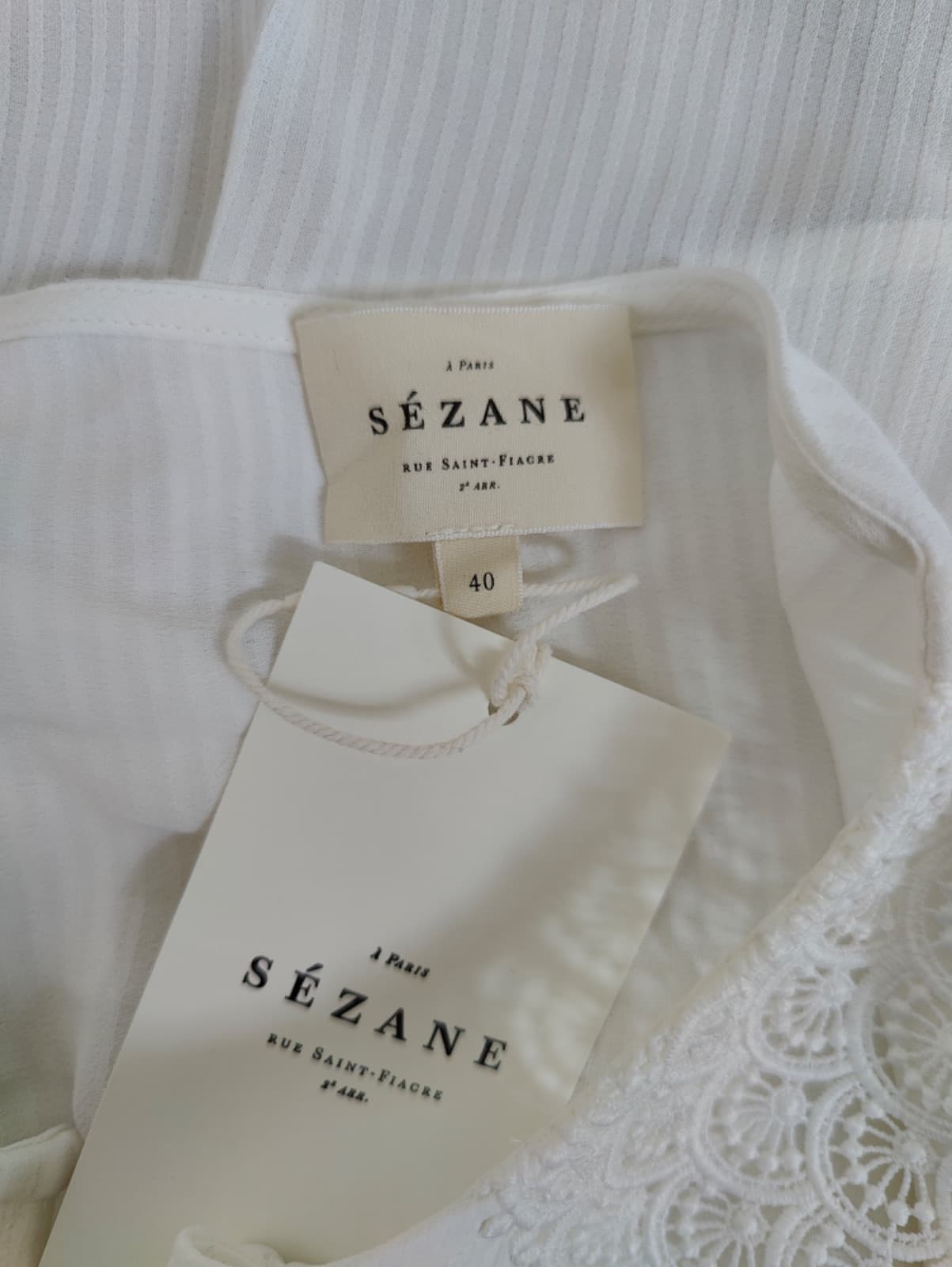 Blouse Sézane blanche à détails en dentelle – Taille 40 — photo 5