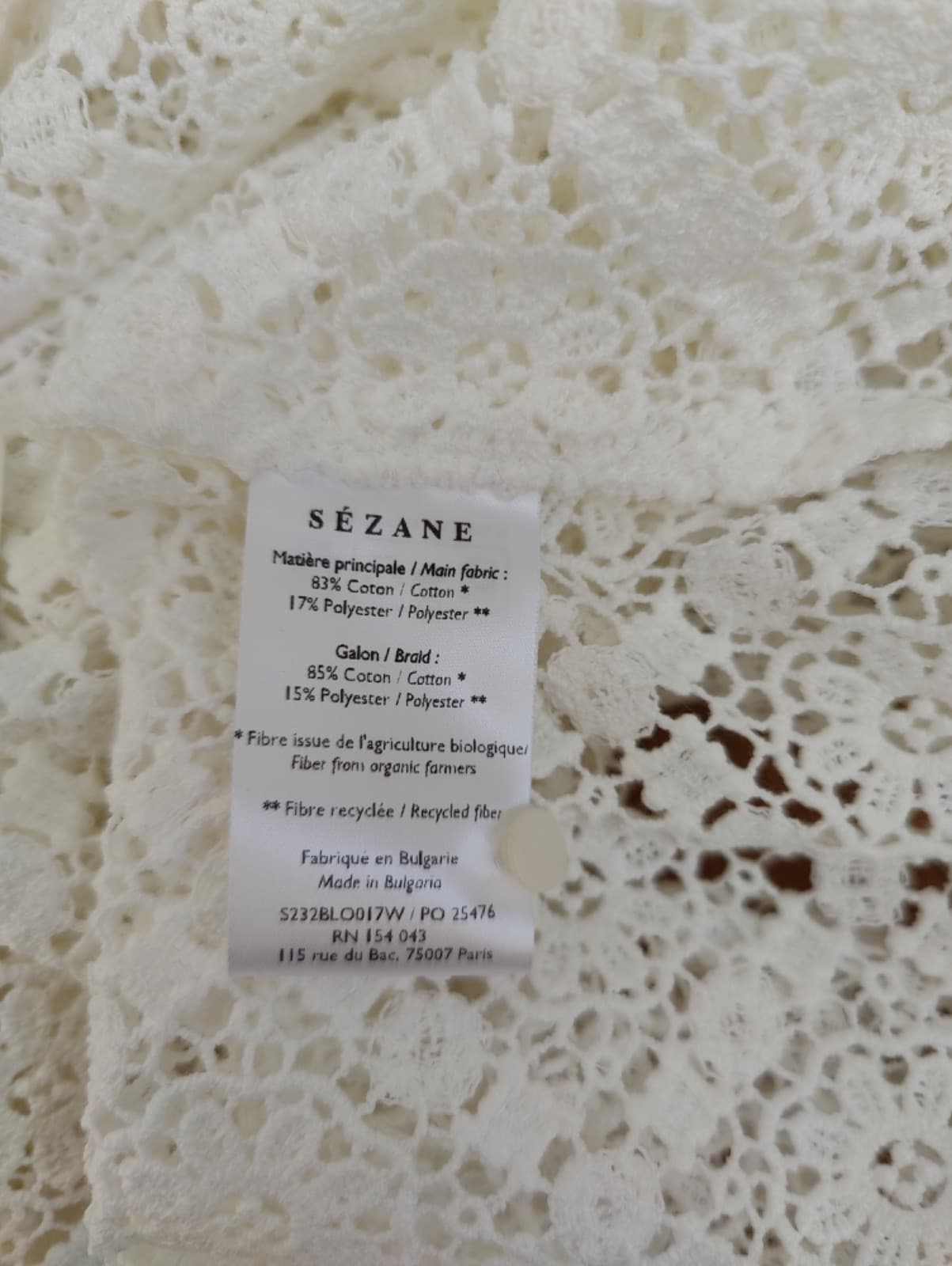 Blouse Sézane en dentelle florale ajourée – Taille 44 — photo 6