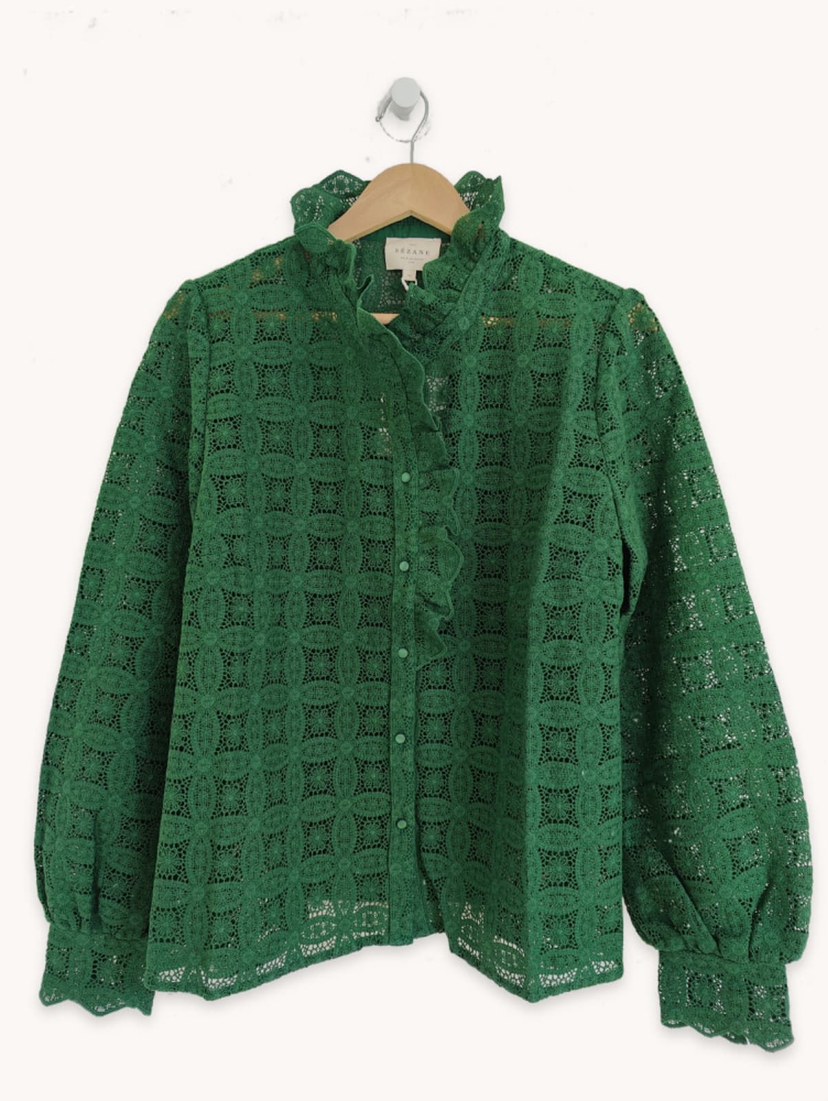 Chemise verte Sézane en dentelle ajourée – Taille 44 — photo 1