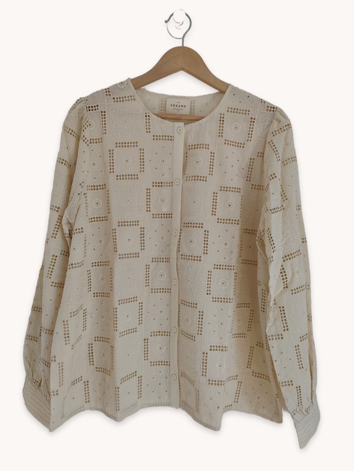 Blouse Sézane écrue en broderie anglaise – Taille 46 — photo 1