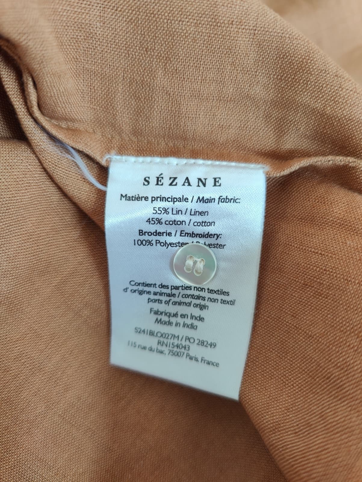 Blouse Sézane camel à broderies écrues – Taille 46 — photo 5