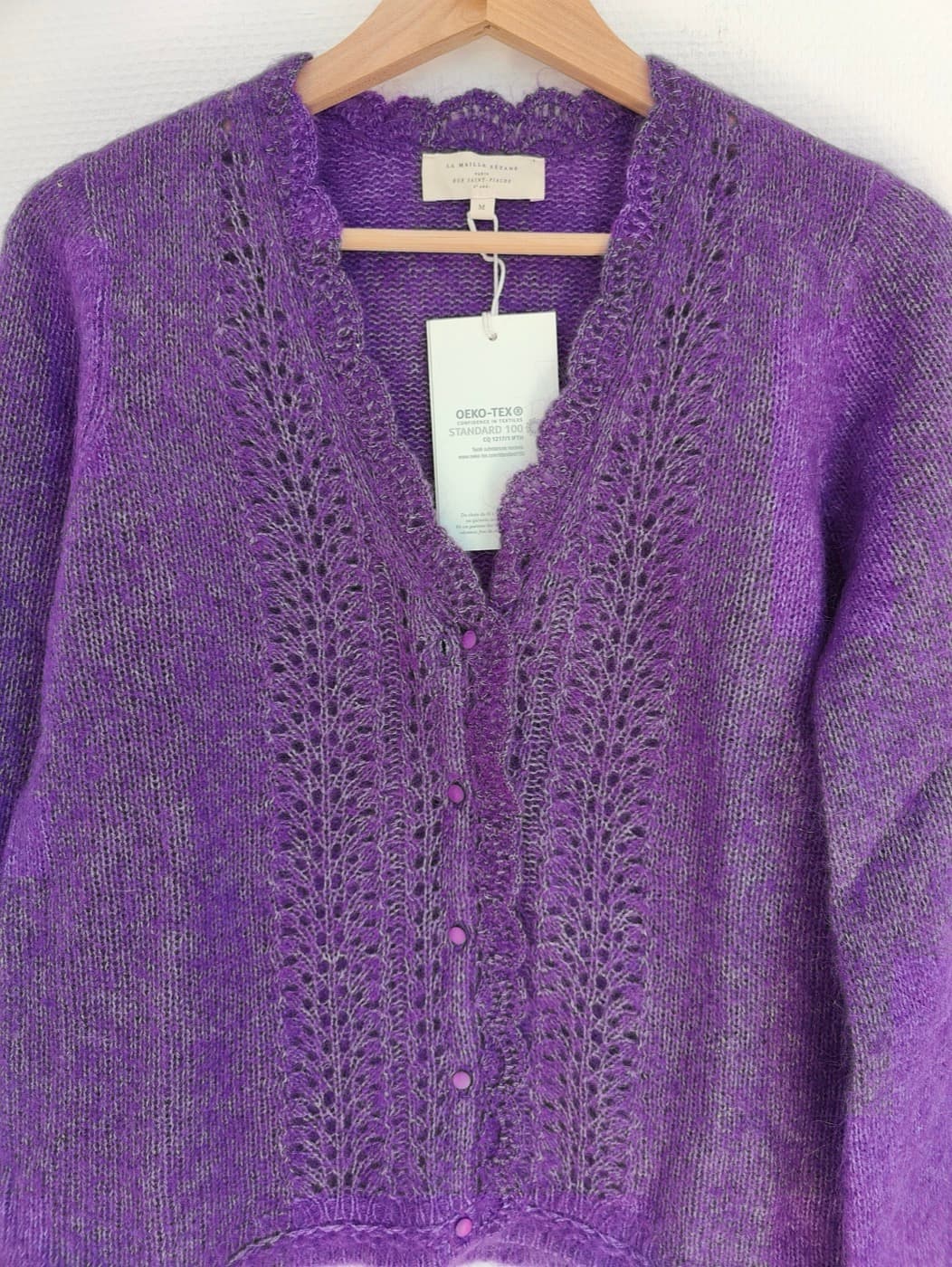 Gilet Sézane en maille ajourée violet – Taille M — photo 2