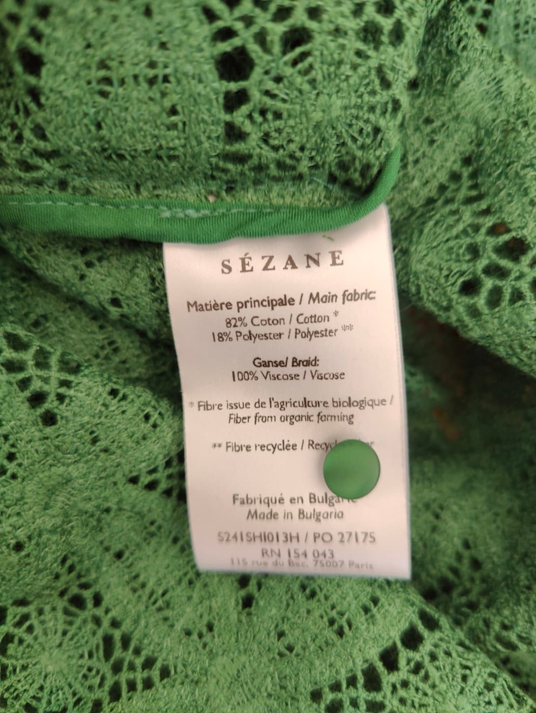 Chemise Sézane en dentelle verte – Taille 44 — photo 5