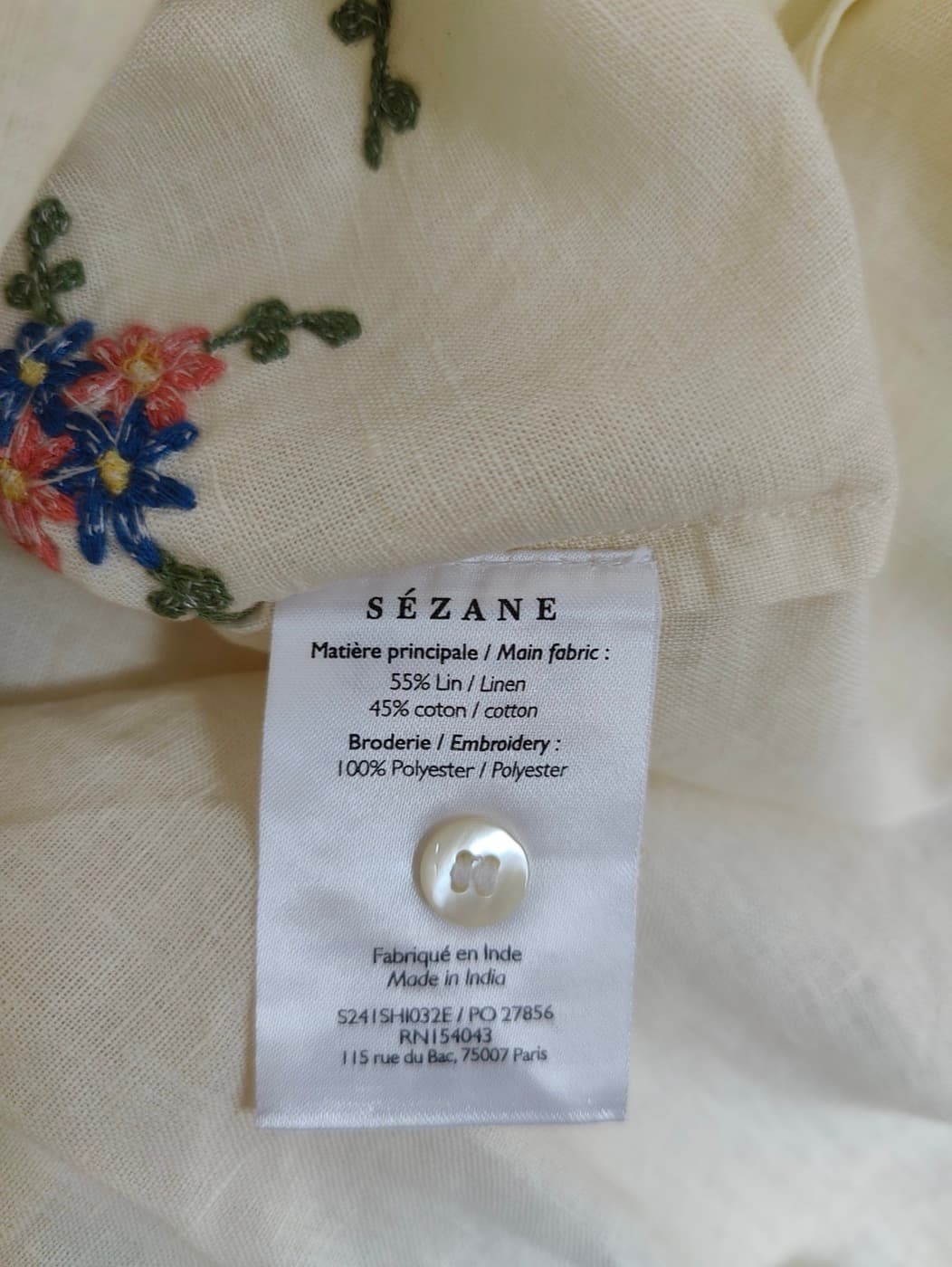 Chemise Sézane en lin écru brodée – Taille 42 — photo 6
