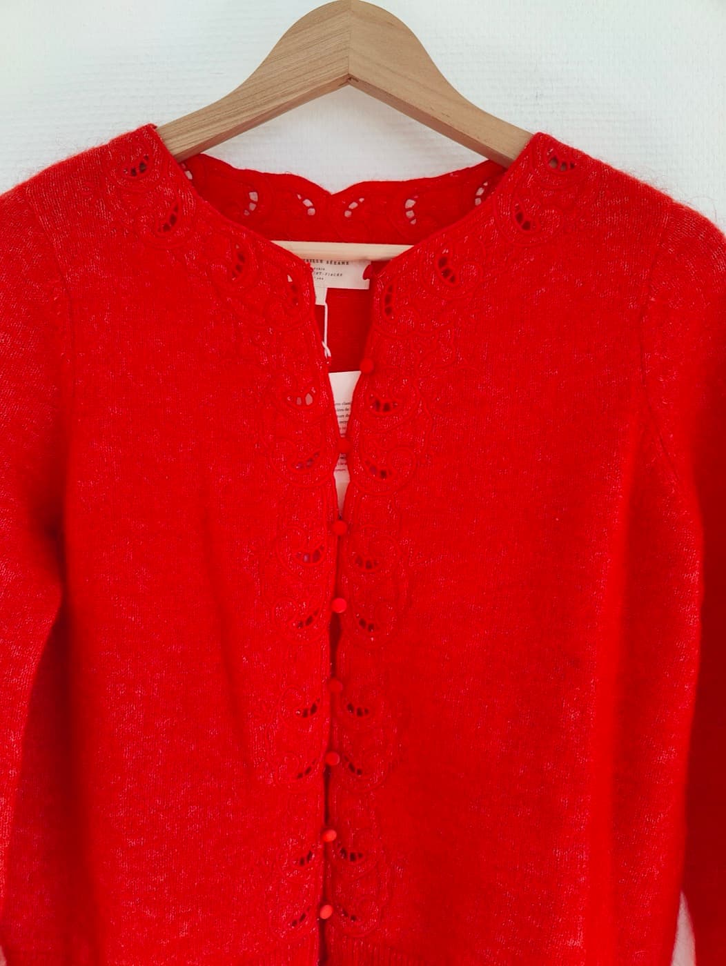 Gilet Sézane rouge en maille ajourée – Taille S — photo 2
