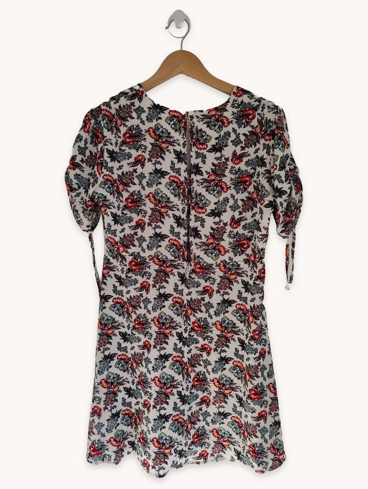 Robe courte fleurie à laçage écrue Mango – Taille L — photo 1