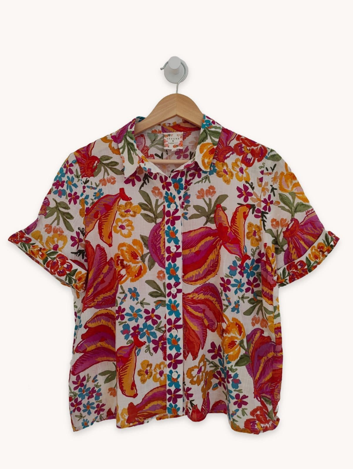 Camisa floral com estampa tropical Sézane x Farm Rio – Tamanho L