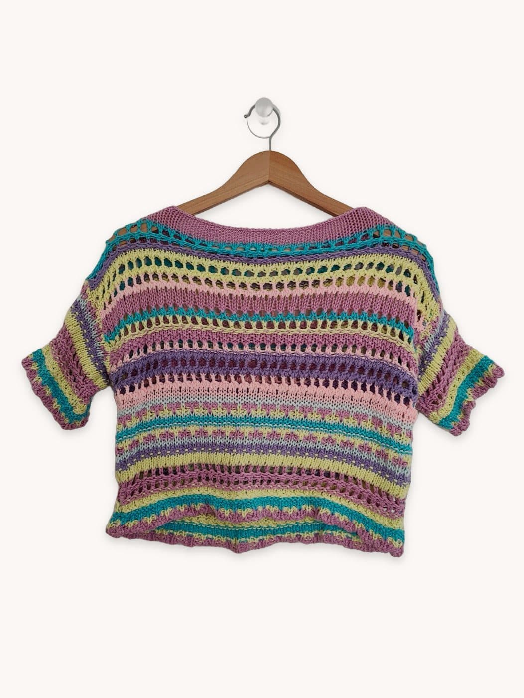 Top Benetton en maille ajourée pastel – Taille L — photo 1