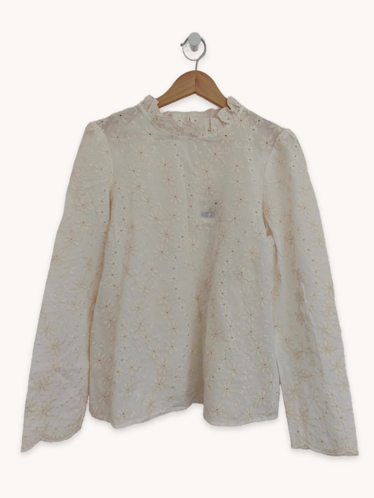Blouse écrue en broderie anglaise à fleurs – Taille 44 — photo 1
