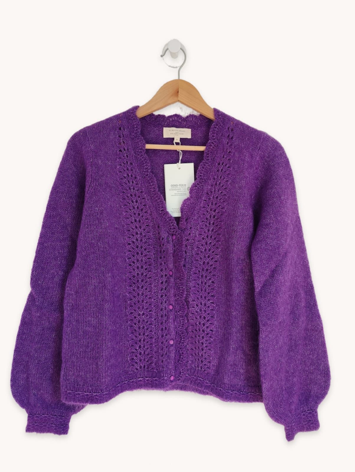 Gilet Sézane en maille ajourée violet – Taille M — photo 1