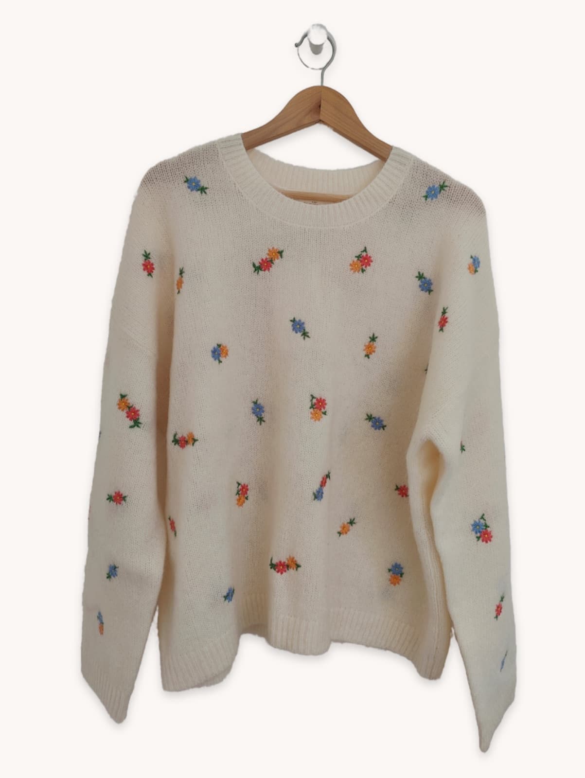 Pull Sézane écru à broderies florales – Taille XXXL — photo 1