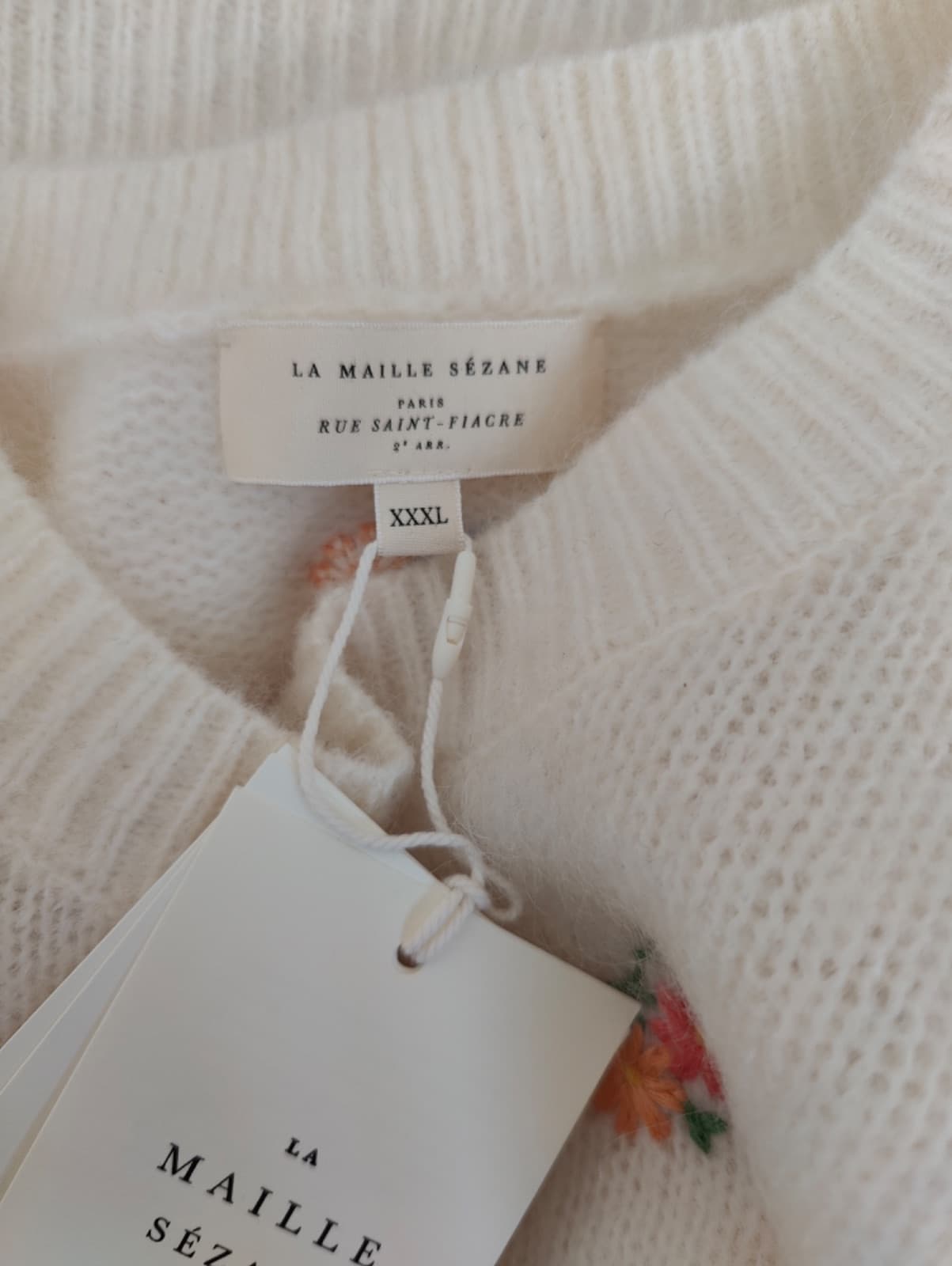 Pull Sézane écru à broderies florales – Taille XXXL — photo 6
